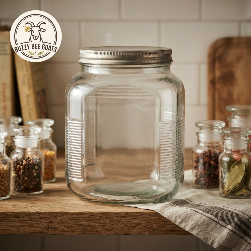 Vintage Anchor Hocking Square Glass Cracker Jar with Brushed Aluminum Lid 6.75"